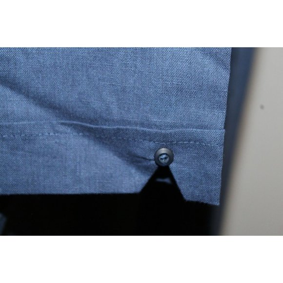 NWT $80 CUBAVERA SZ.4X Button Down BLUE Linen Blend Shirt - Picture 4 of 6